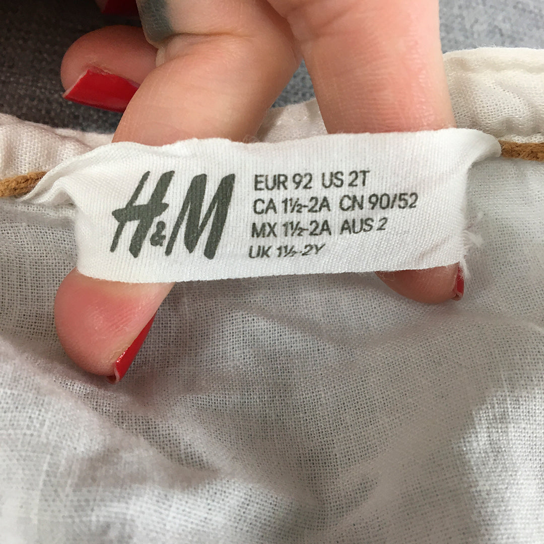 H&M Baby Shirt Size 2 Toddler White Long Sleeve 1/2 Button Long Sleeve Top