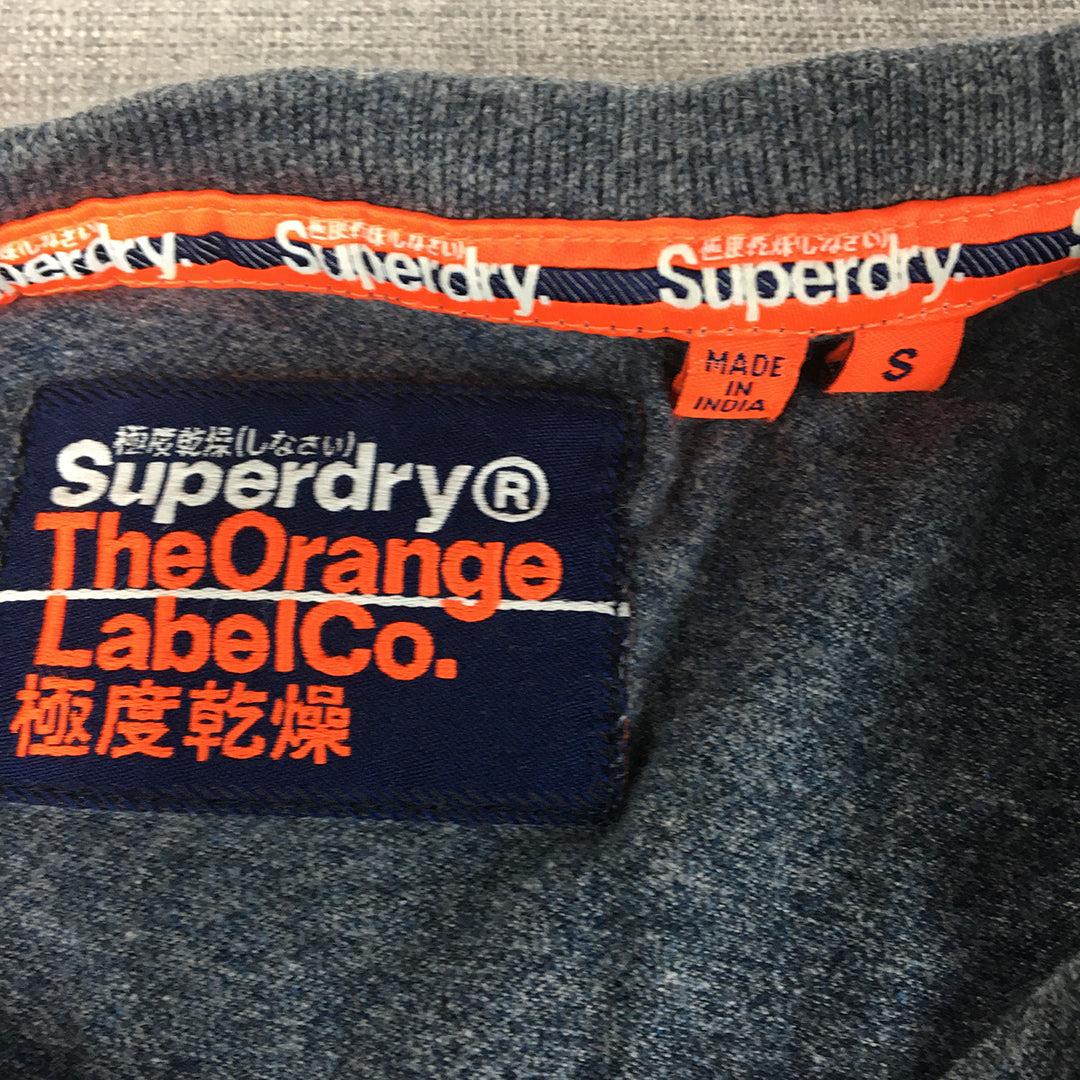 Superdry Mens T-Shirt Size S Blue Embroidered Logo Short Sleeve Tee