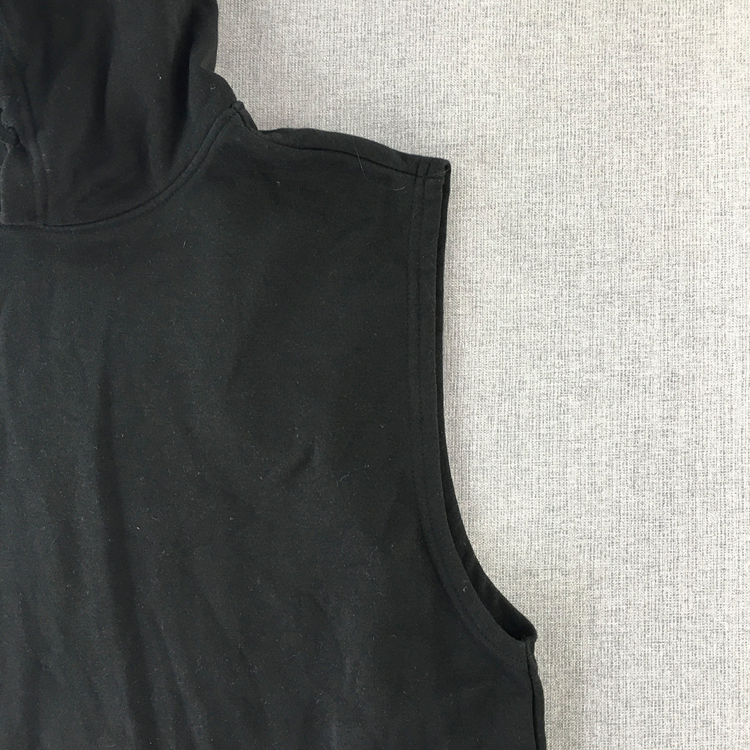 H&M Mens Hoodie Size S Black Pockets Sleeveless Jumper Vest