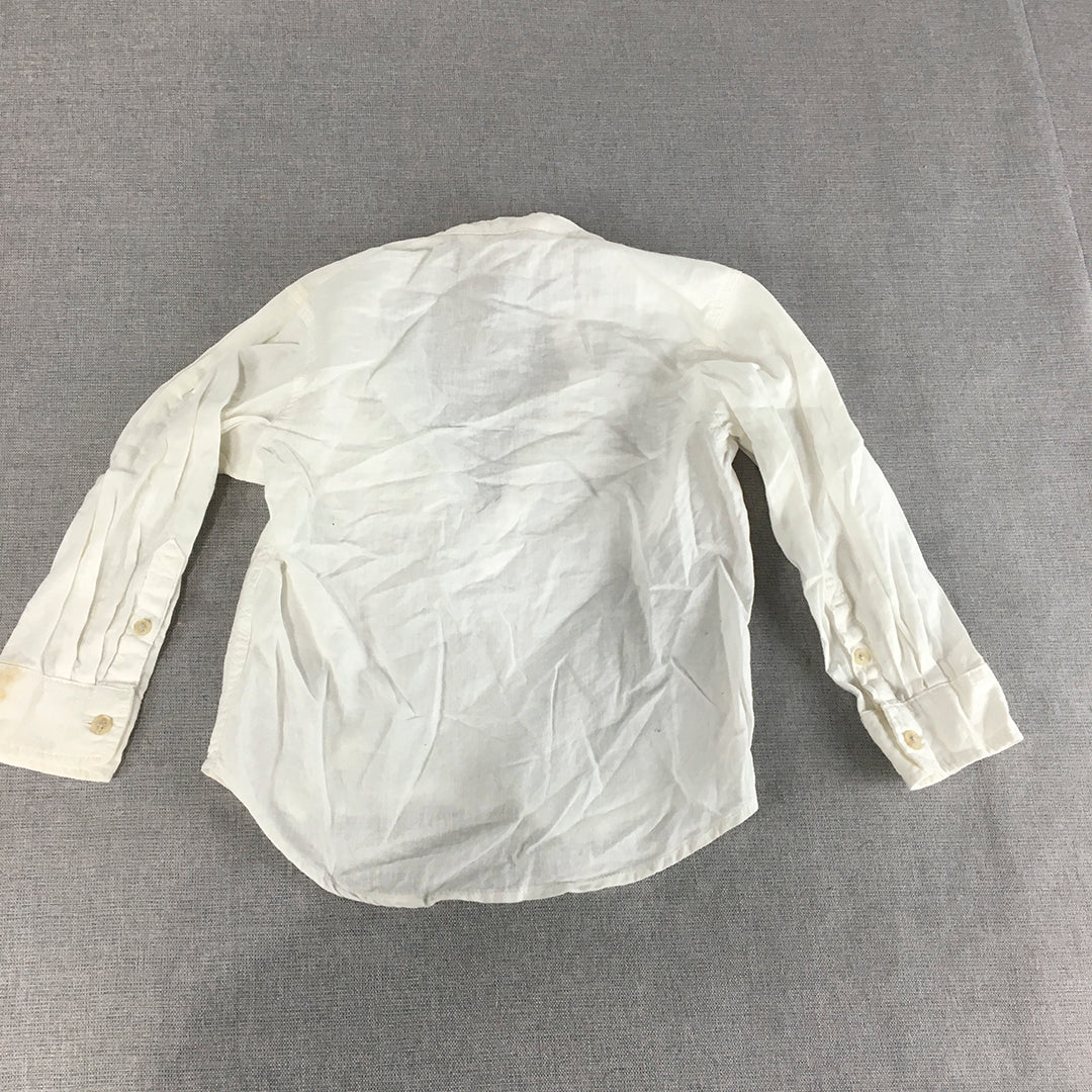 H&M Baby Shirt Size 2 Toddler White Long Sleeve 1/2 Button Long Sleeve Top