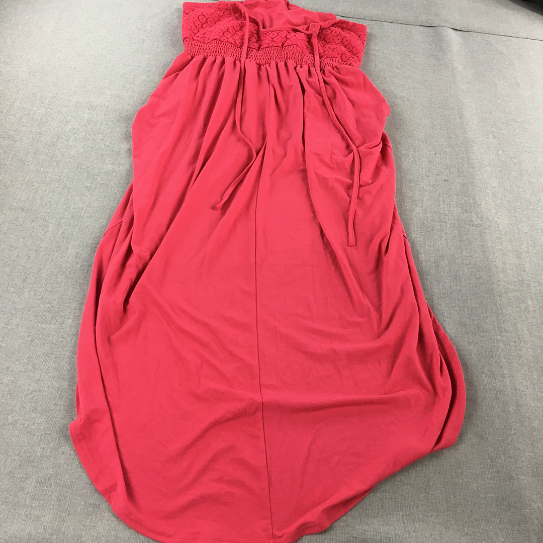 Cocolatte Womens A-Line Dress Size 14 Pink Pleated Stretch Fabric Knee Length