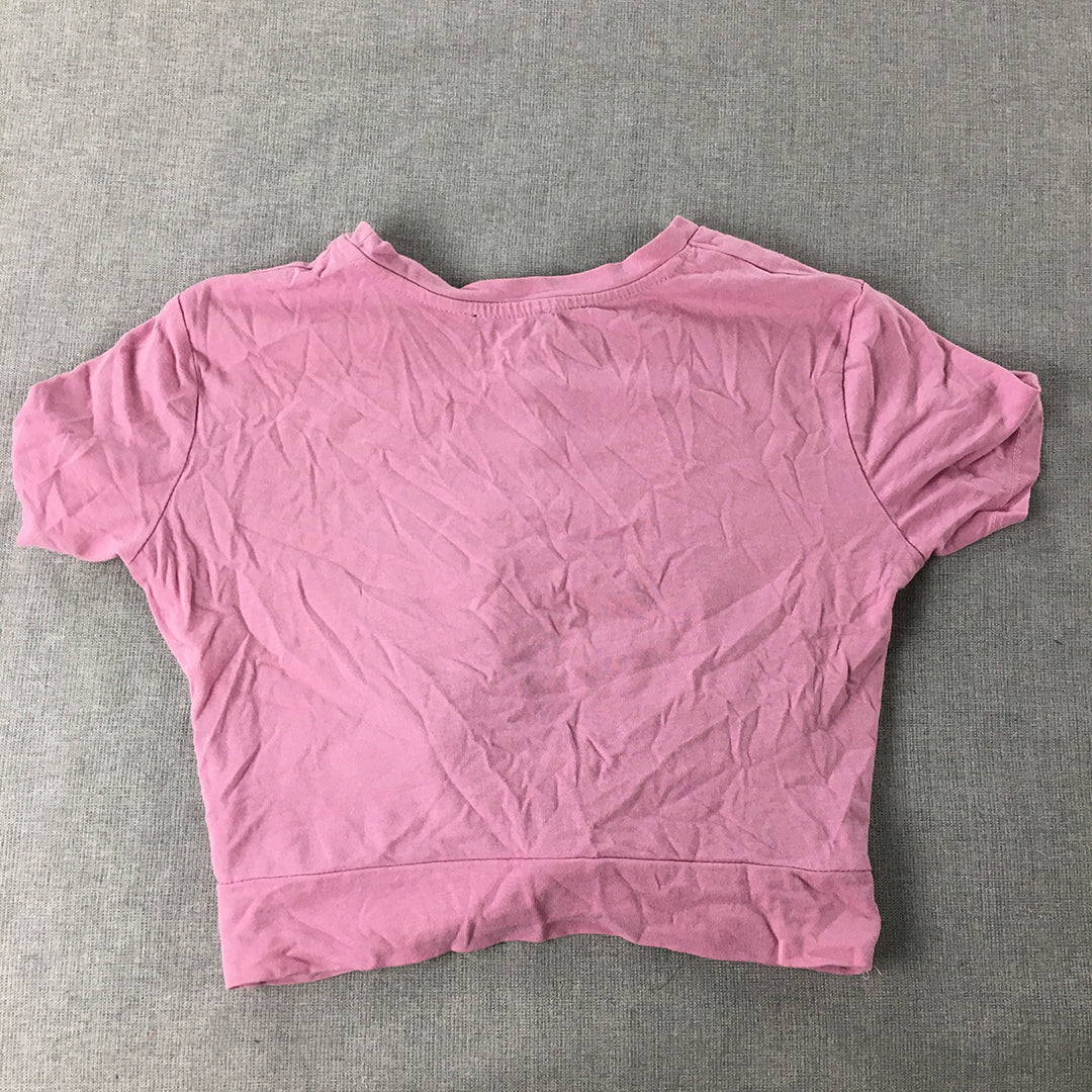 Zara Womens Cropped Top Size S Pink Short Sleeve T-Shirt