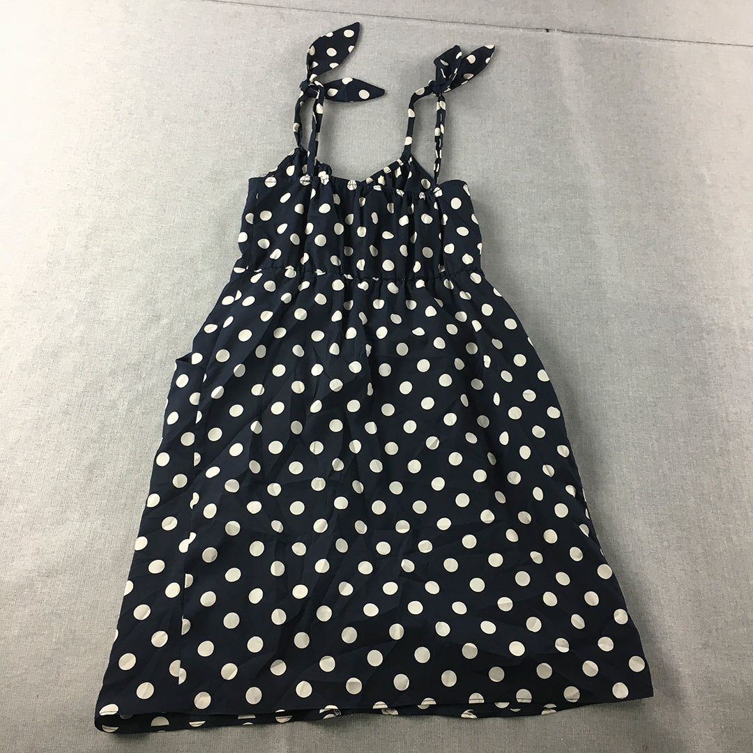 Hi There From Karen Walker Womens Mini Dress Size 8 Navy Blue Polka Dot A-Line