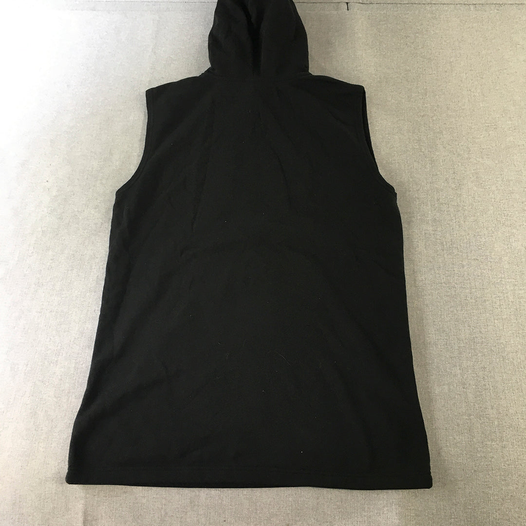 H&M Mens Hoodie Size S Black Pockets Sleeveless Jumper Vest