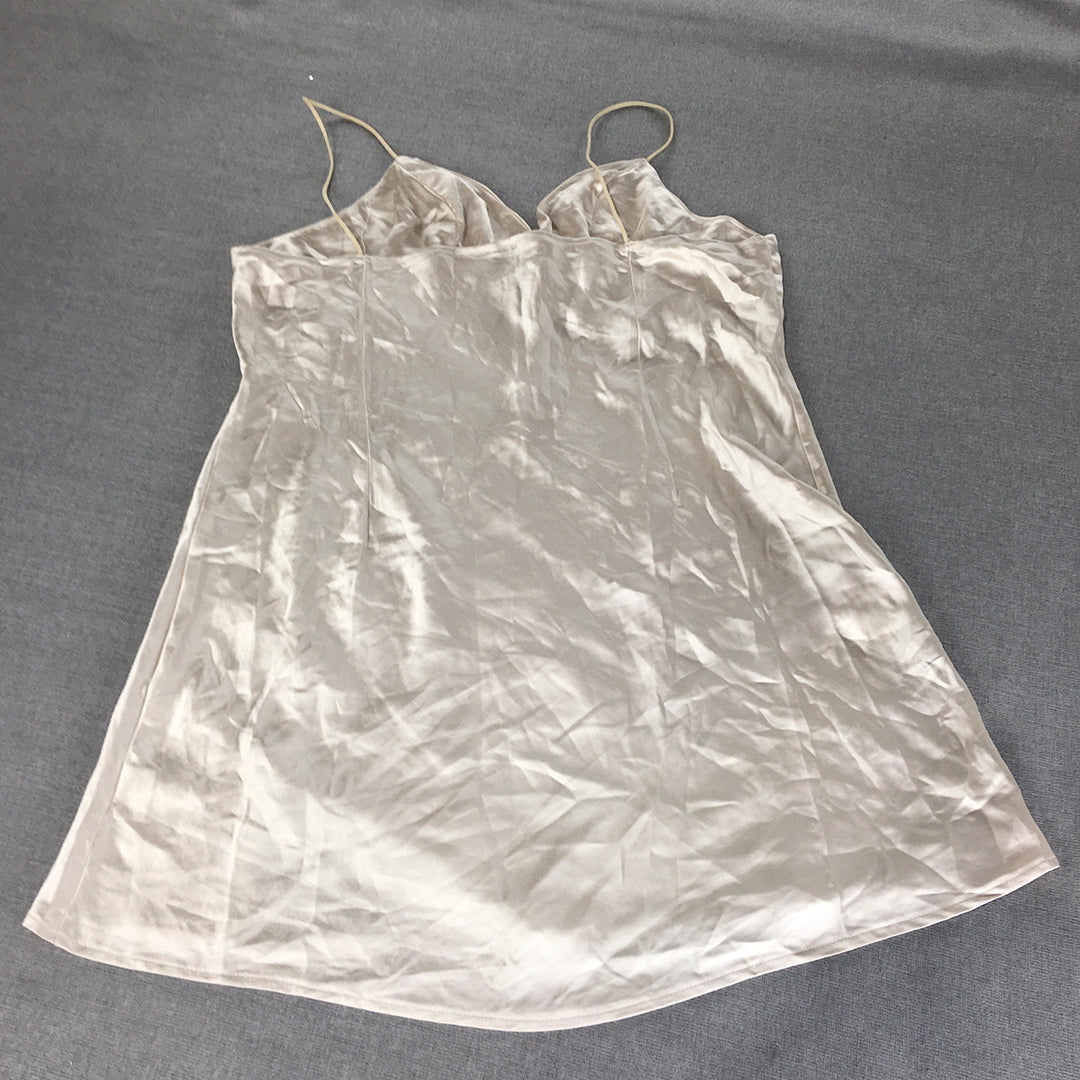 Princess Polly Womens Mini Dress Size 20 Shiny Cream Beige Sleeveless