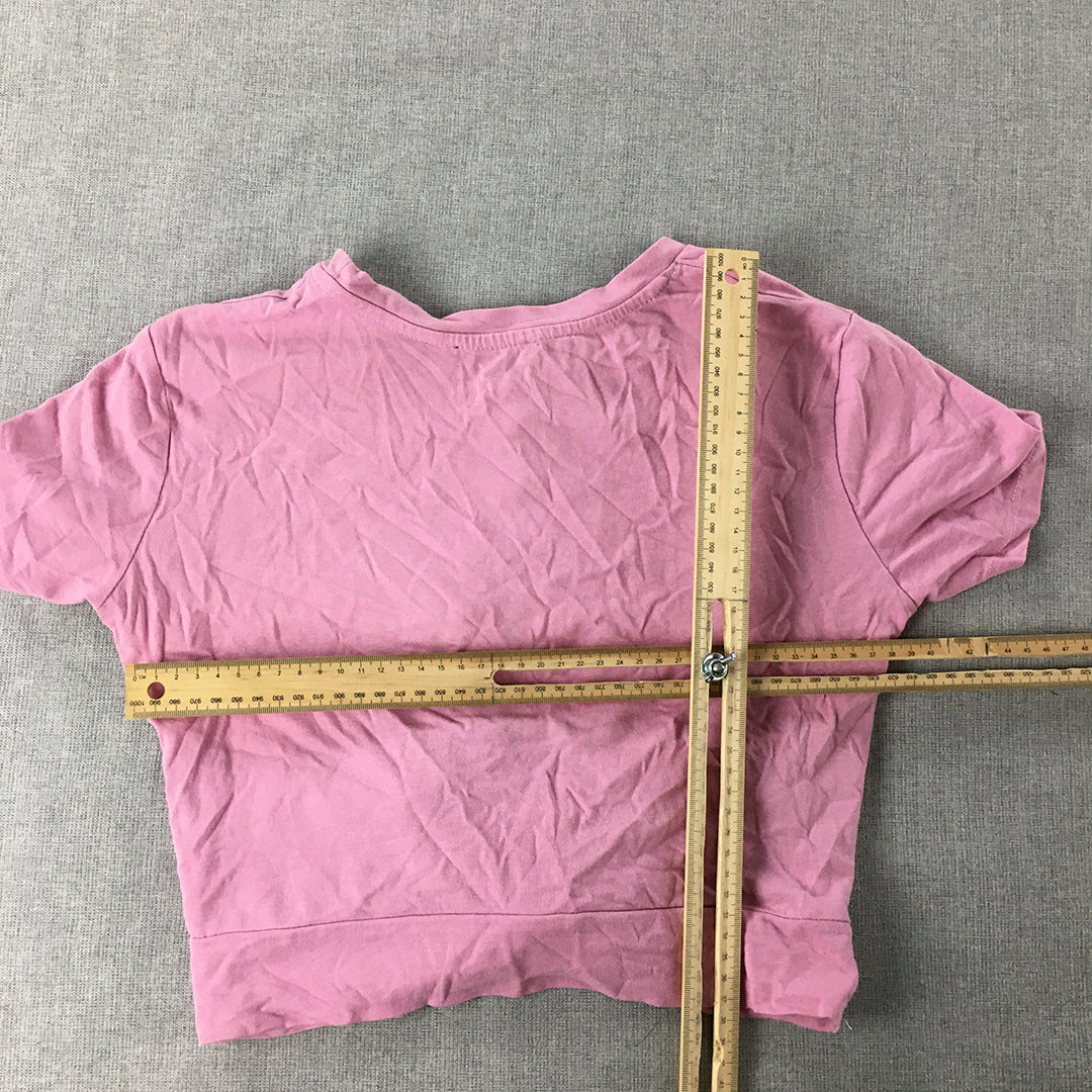 Zara Womens Cropped Top Size S Pink Short Sleeve T-Shirt