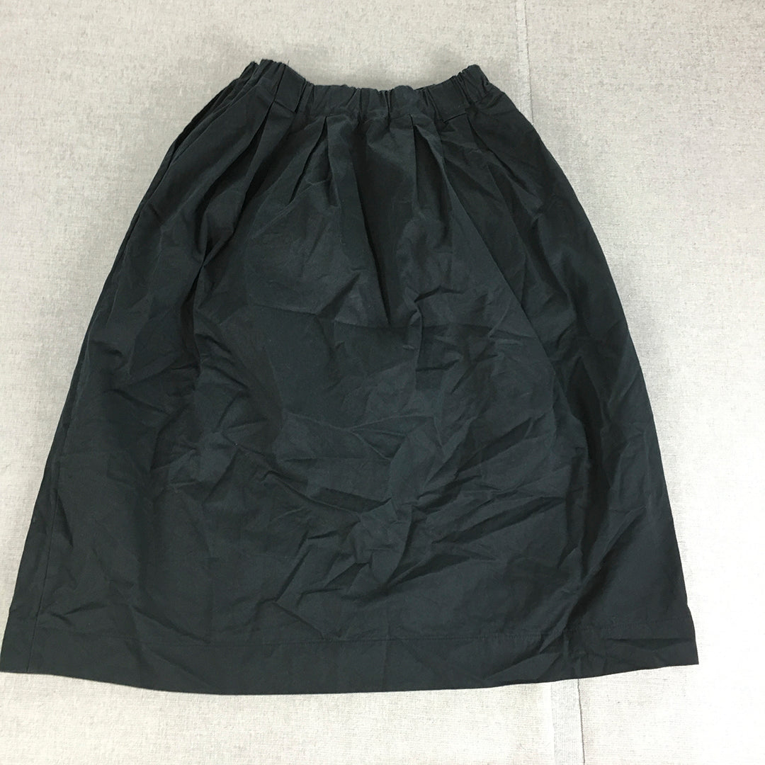 Reve Womens A-Line Skirt Size S Black Pleated Elastic Waist