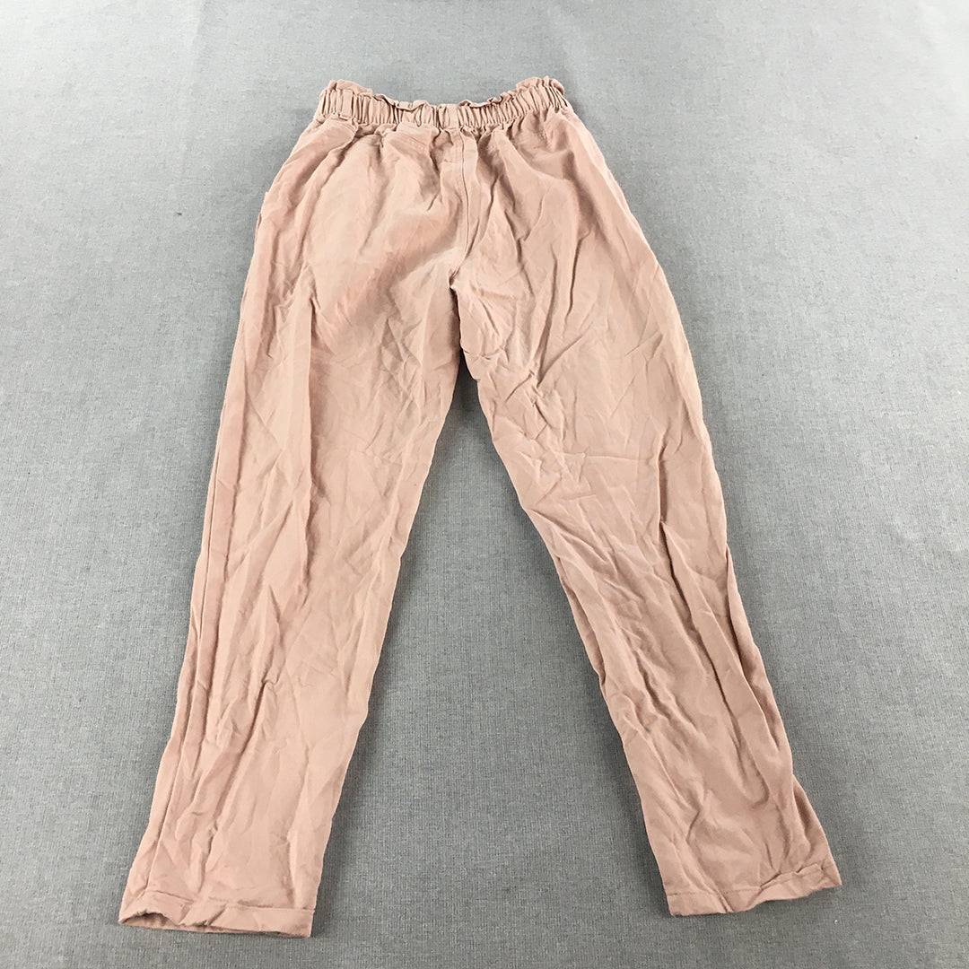 H&M Kids Girls Pants Size 9 - 10 Years Pink Elastic Waist Pockets