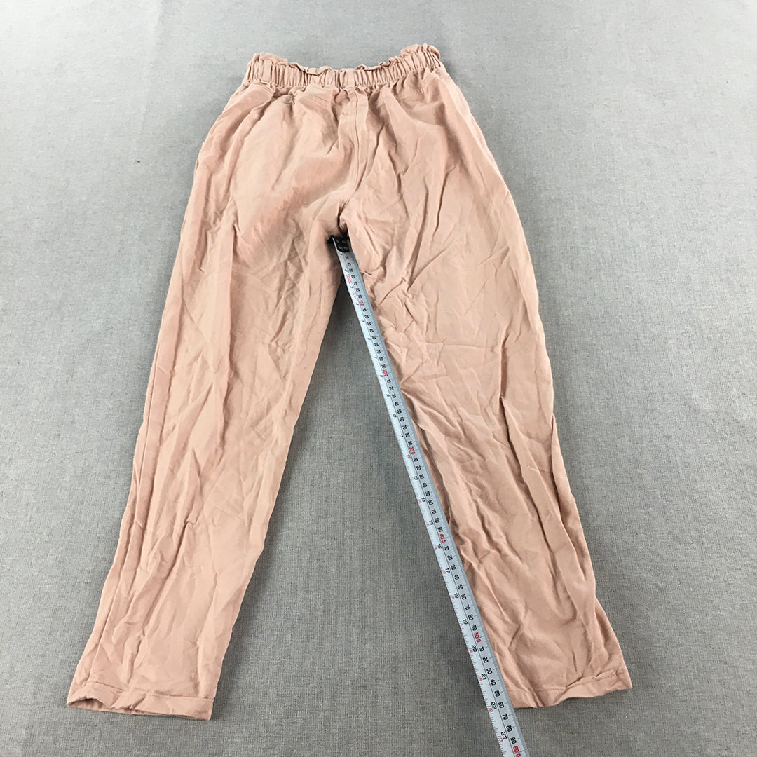 H&M Kids Girls Pants Size 9 - 10 Years Pink Elastic Waist Pockets