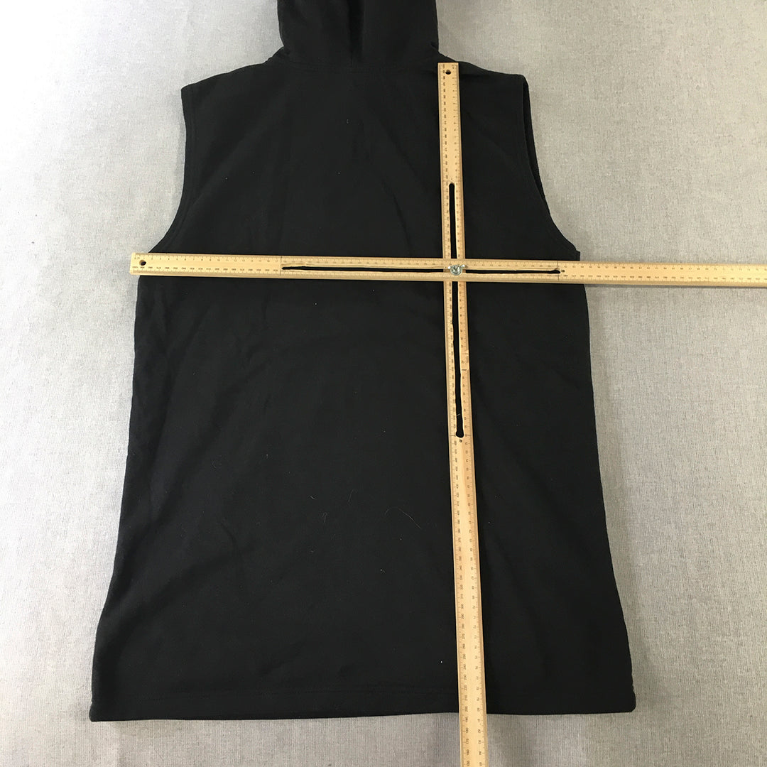 H&M Mens Hoodie Size S Black Pockets Sleeveless Jumper Vest