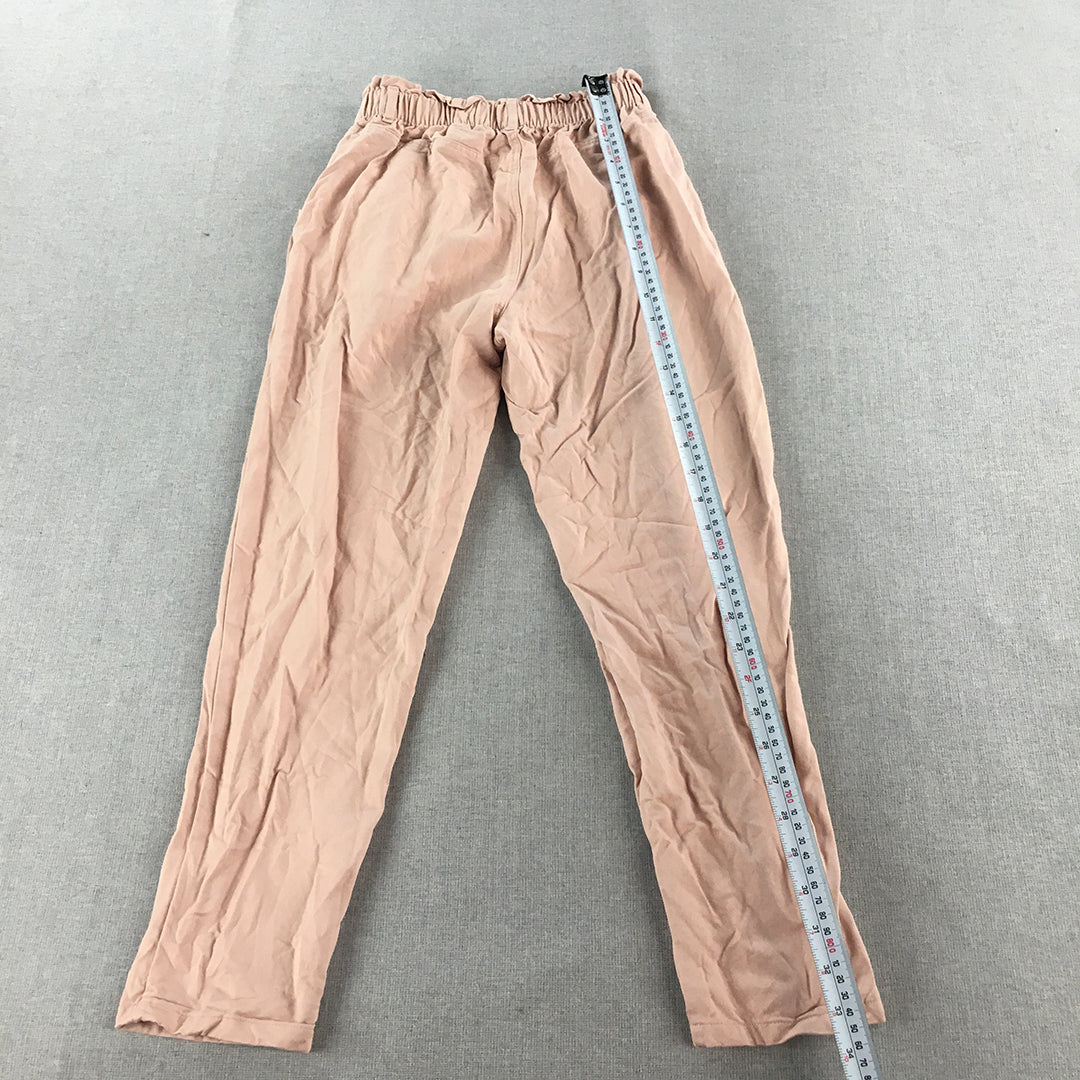 H&M Kids Girls Pants Size 9 - 10 Years Pink Elastic Waist Pockets