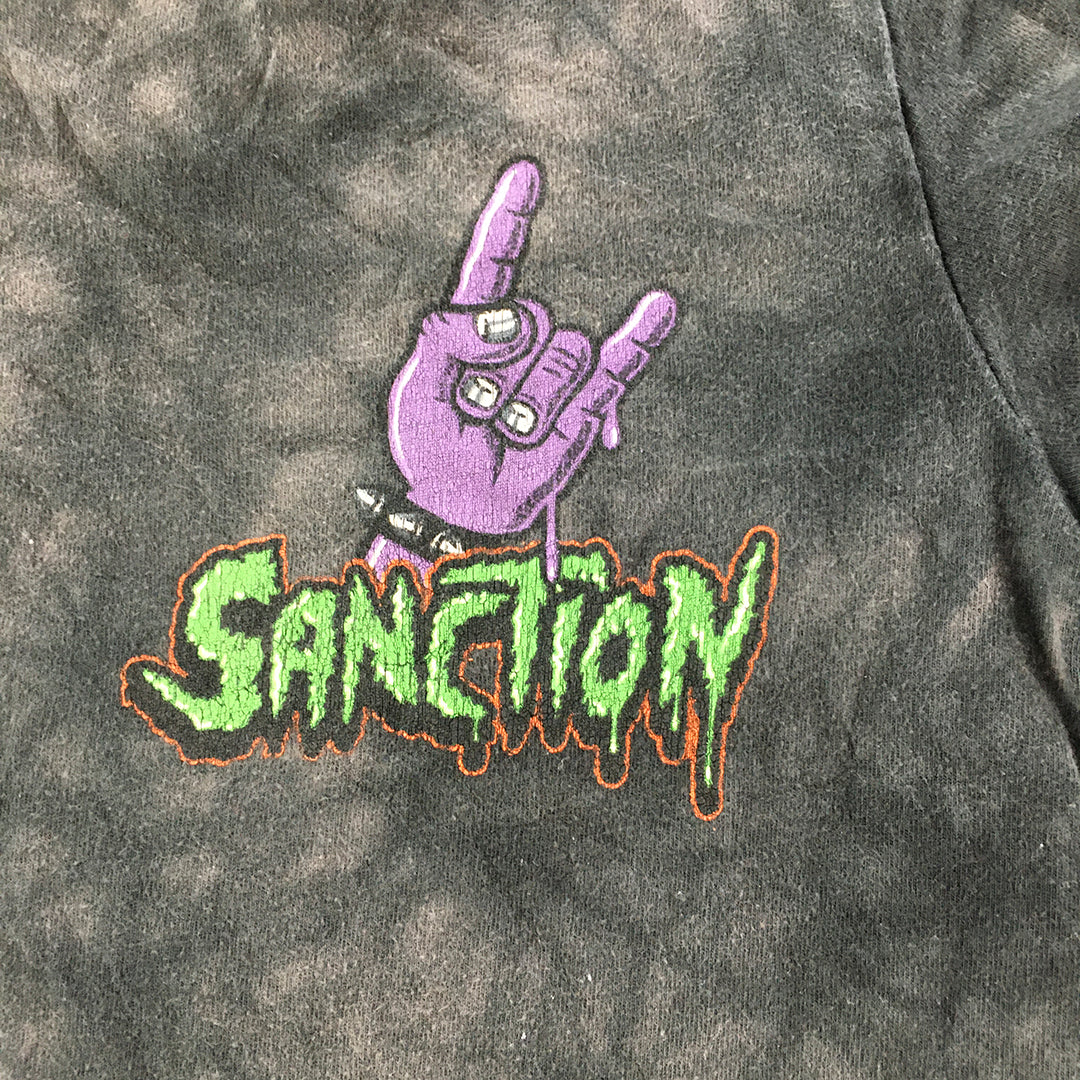 Sanction Kids Boys T-Shirt Size 10 Black Acid Wash Surf Skate Brand Top