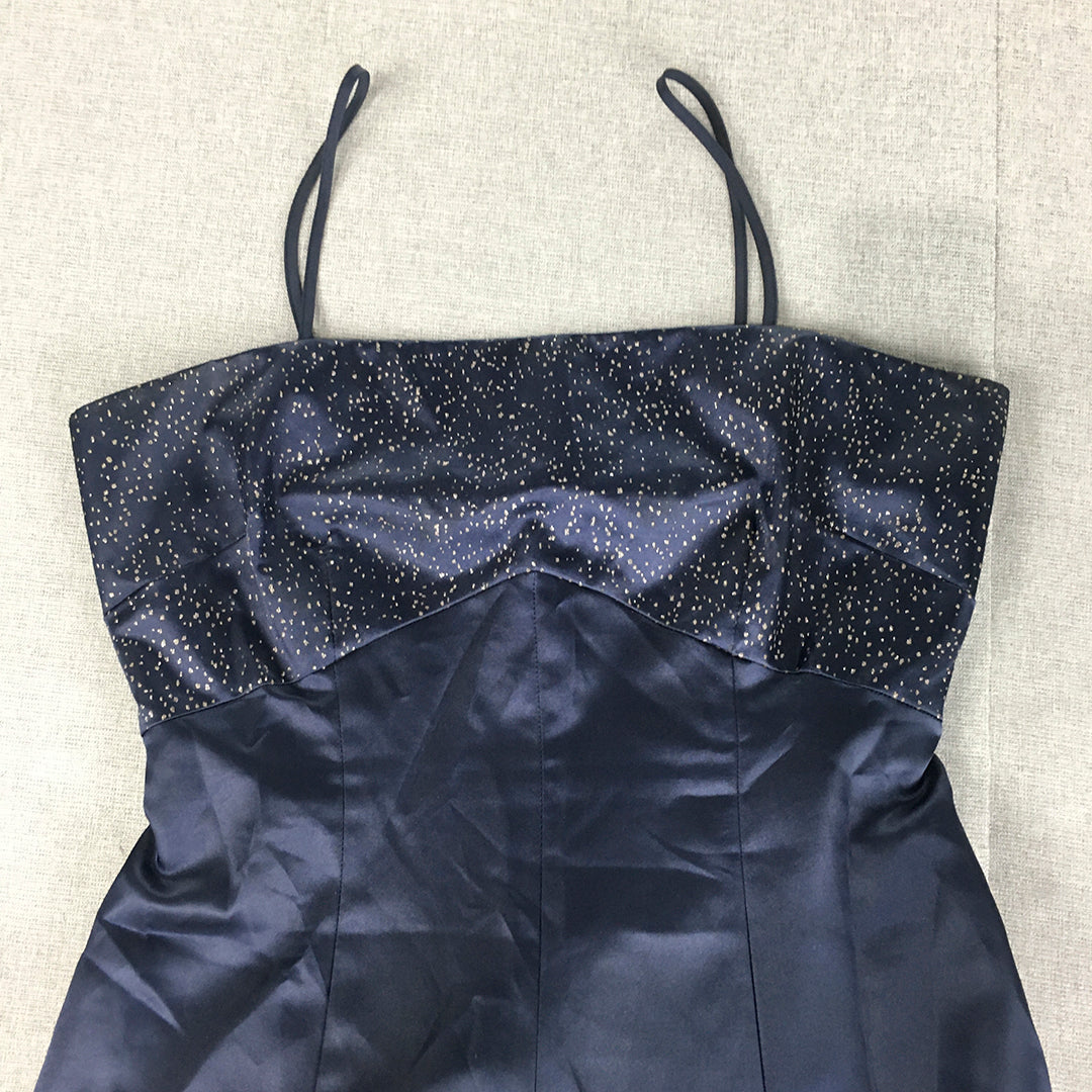 Truworths Glamour Womens Ball Gown Size 34 (Small) Navy Blue Satin Full Length