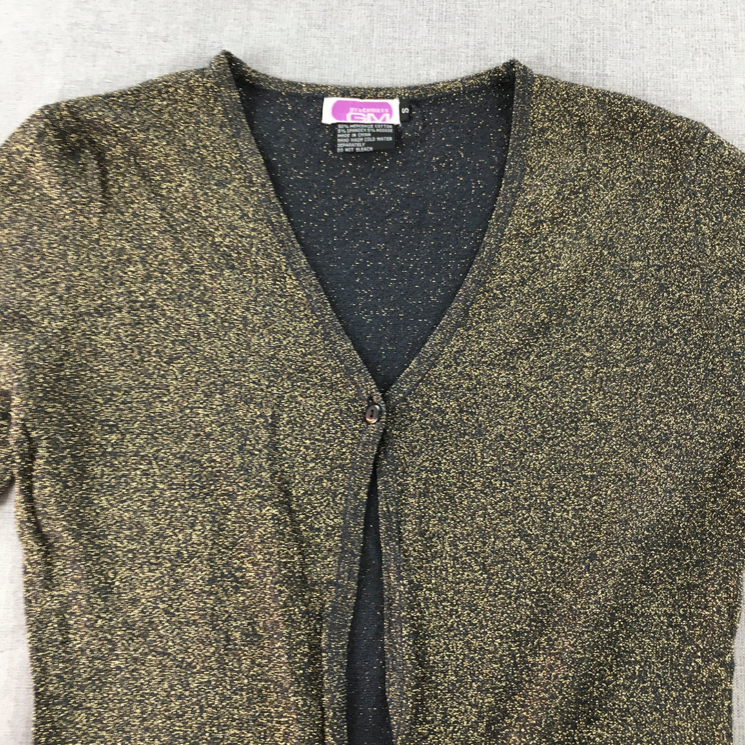 Vintage Grace Mars GM Womens Knit Cardigan Size S Gold Black