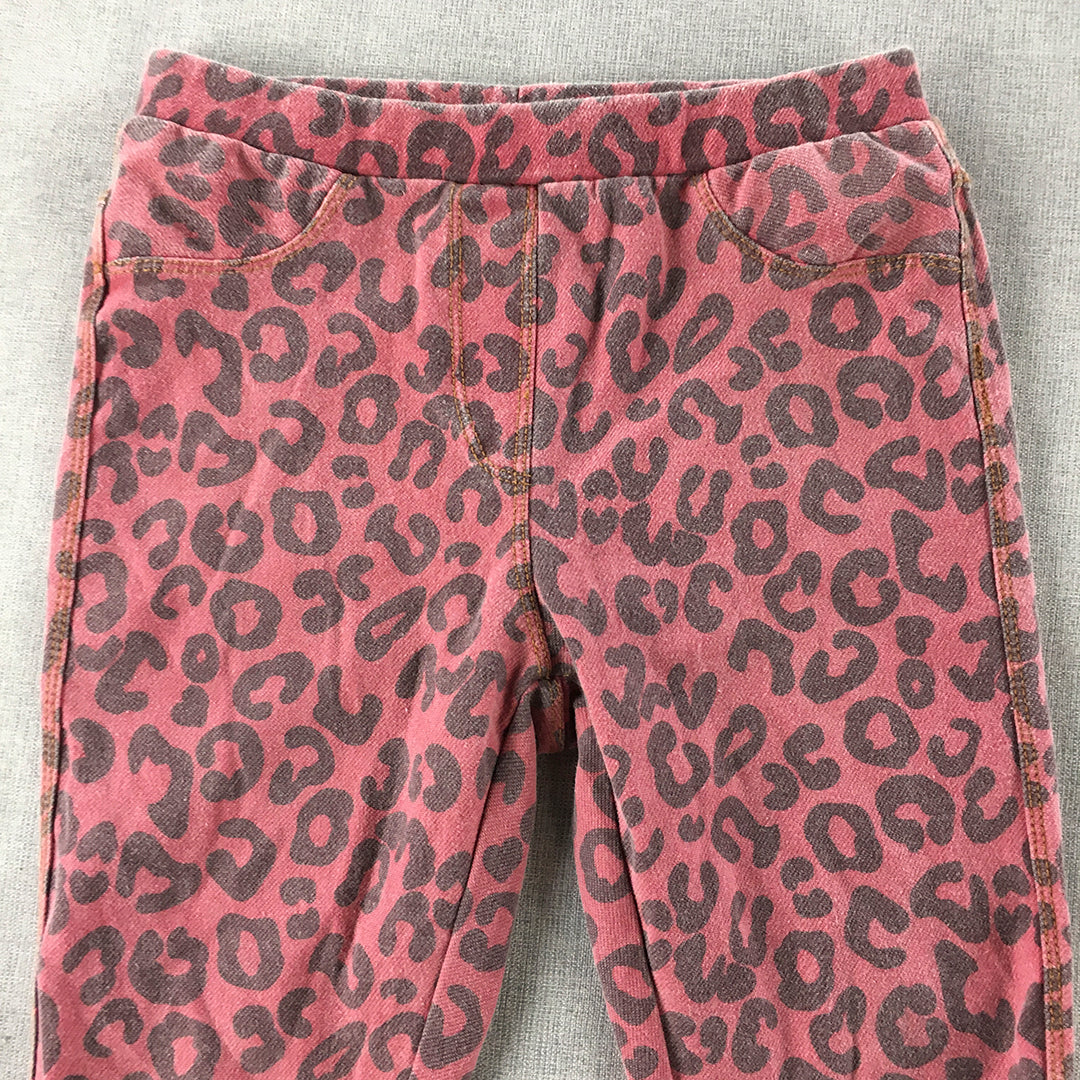 Zara Kids Girls Pants Size 11 - 12 Years Pink Animal Print Stretch Elastic Waist