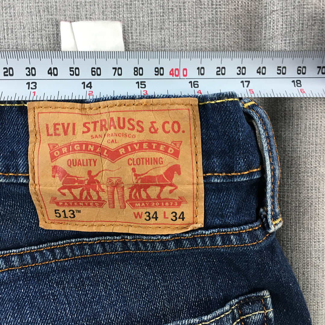 Levi's 513 Mens Jeans Size 34 Blue Straight Leg Denim