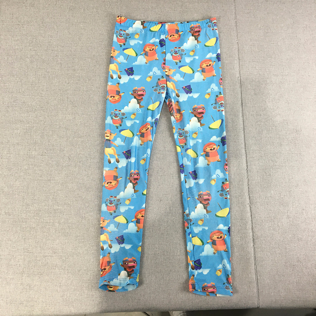 Kangaroo Beach Kids Girls Pants Size 5 Blue Elastic Waist Leggings