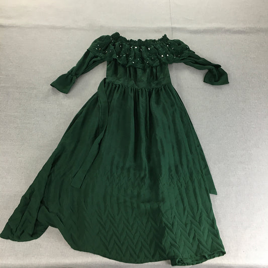 Five Berry Womens Pleated Dress Size S Green A-Line Embellished Knee Length