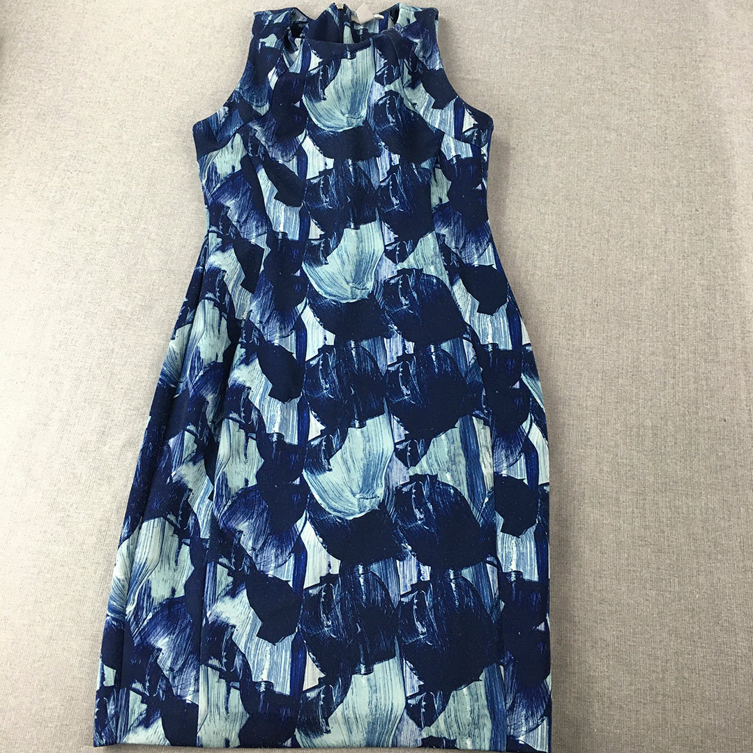 H&M Womens Pencil Dress Size S Blue Sleeveless Midi