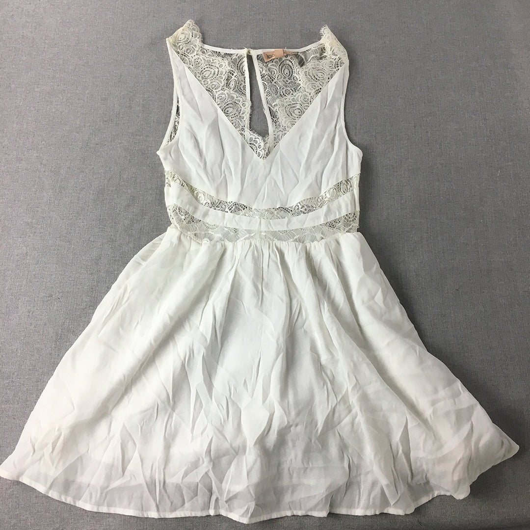 Keepsake Womens Mini Dress Size 6 AUS White Fit & Flare Sleeveless