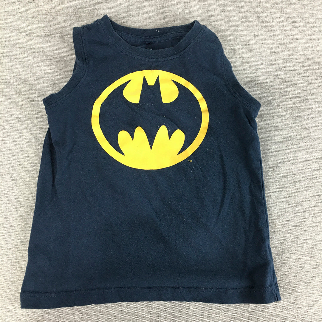 Batman Kids Boys Tank Top Size 3 Toddler Blue Logo Sleeveless Shirt