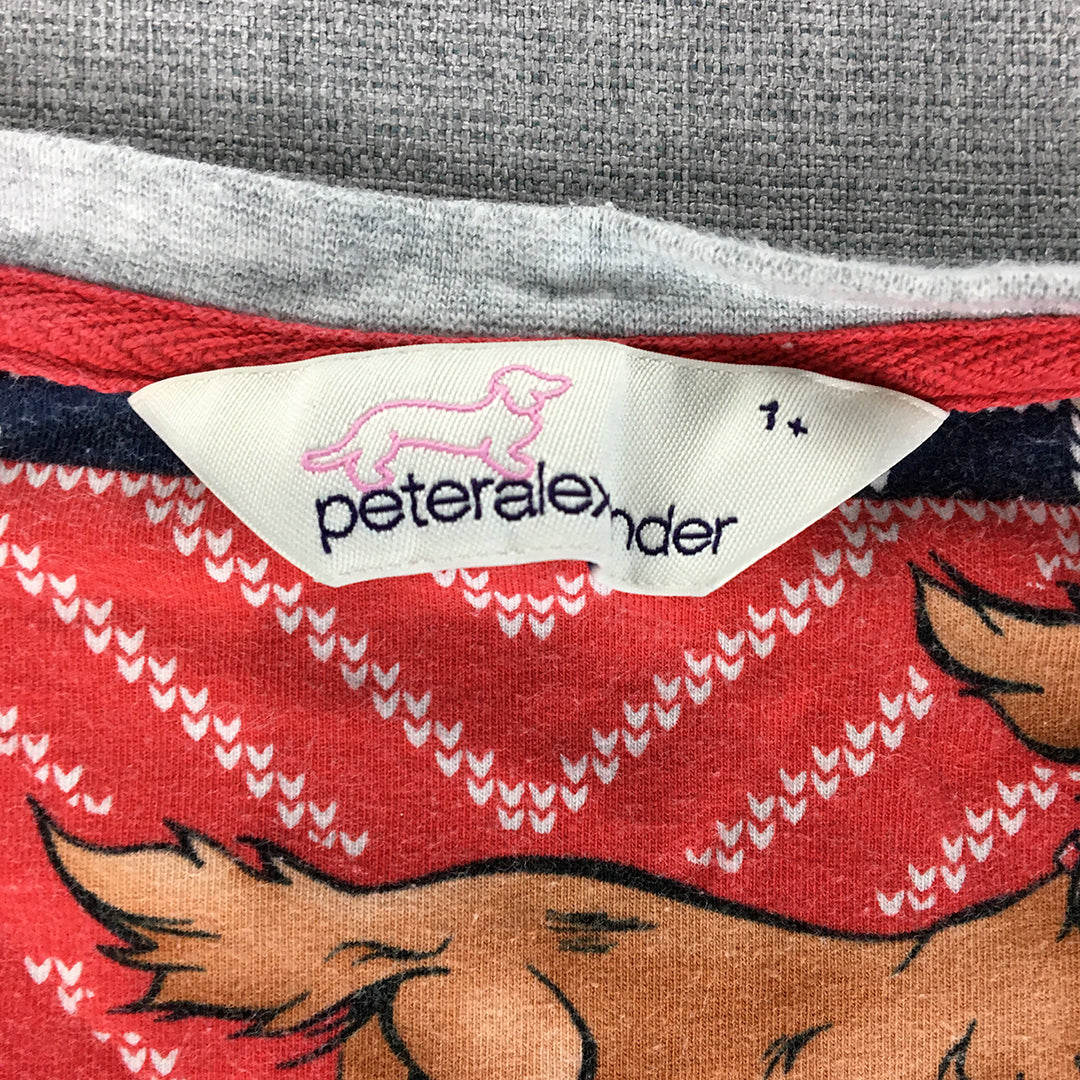 Peter Alexander Womens Sleep Shirt Size 1+ (AU 16 - 18) Red Blue Dog Pajama Top