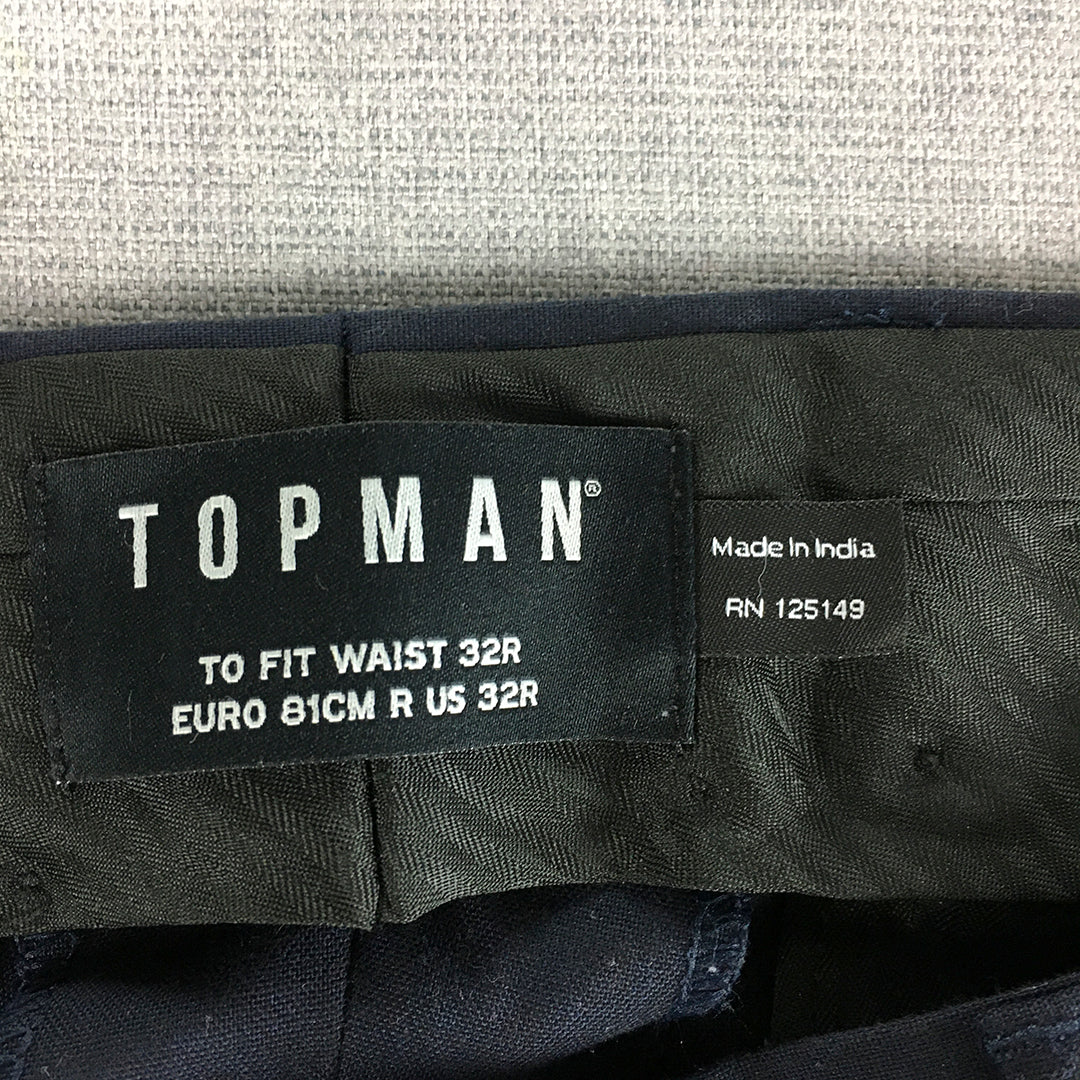 Topman Mens Dress Pants Size 32 R Navy Blue Slim Fit Pockets