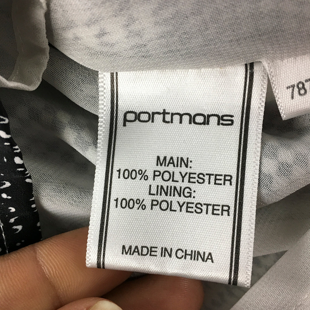 Portmans Womens Shirt Dress Size 8 Black White Mini Short Sleeve A-Line