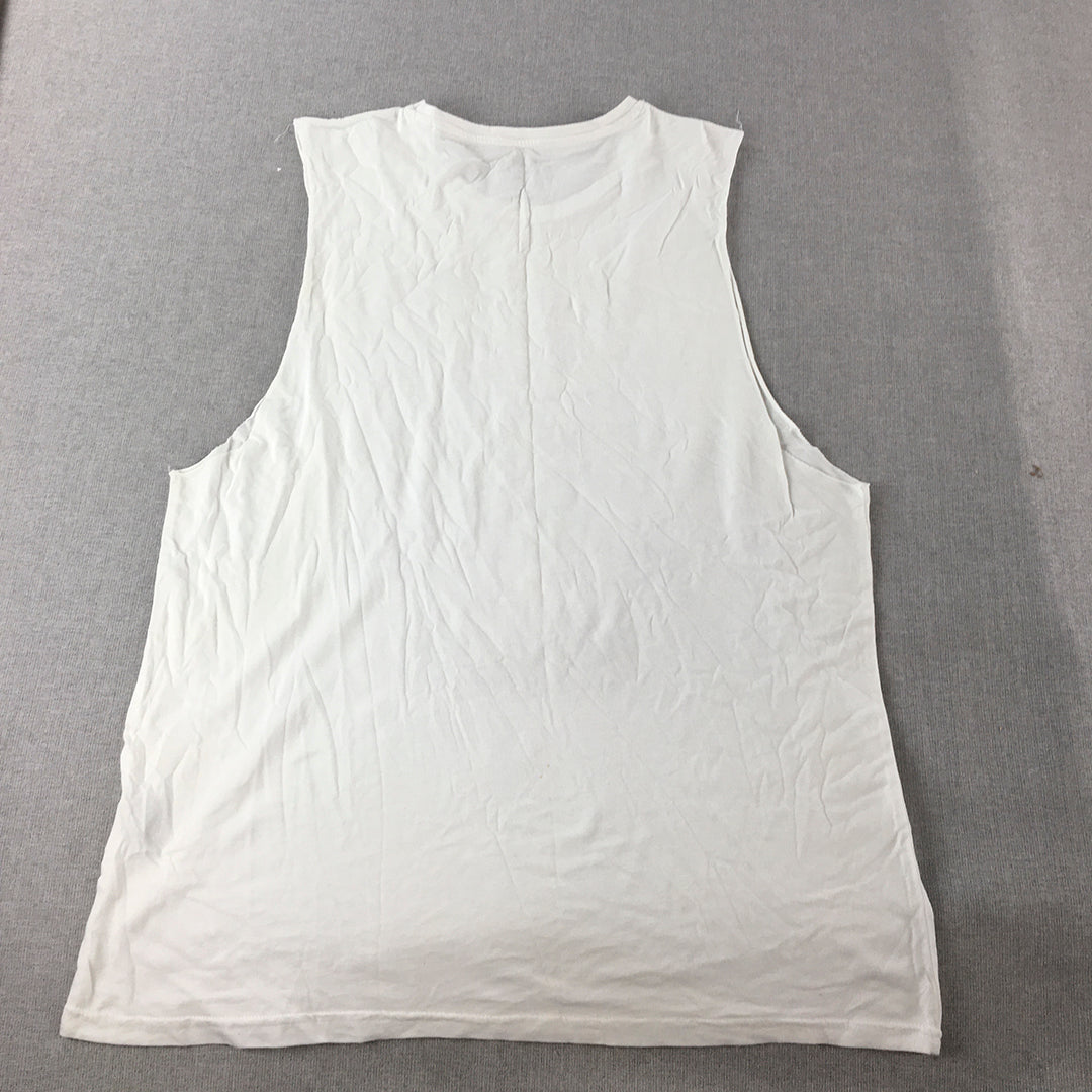 Dexter Mens Tank Top Size 2XL White Bike Girl Sleeveless Shirt