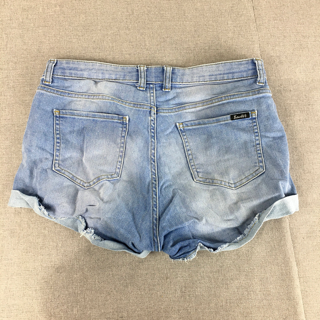 Bardot Womens Denim Shorts Size 14 Blue Light Wash Pockets Bermuda