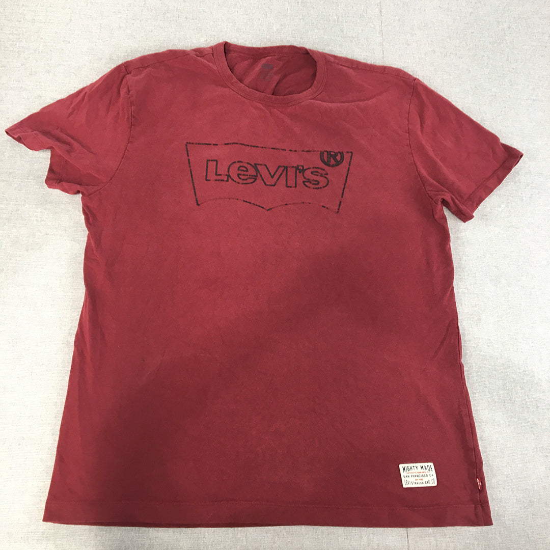 Levi's Mens T-Shirt Size XL Red Big Logo Short Sleeve Crew Neck Tee