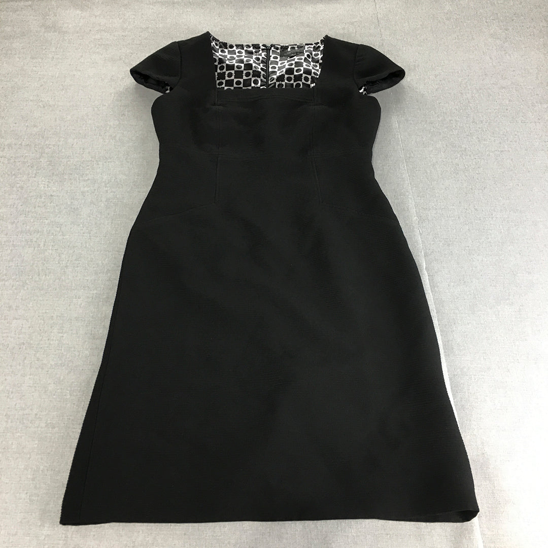 Tahari Arthur S Levine Womens Pencil Dress Size 6 Black Mini Short Sleeve