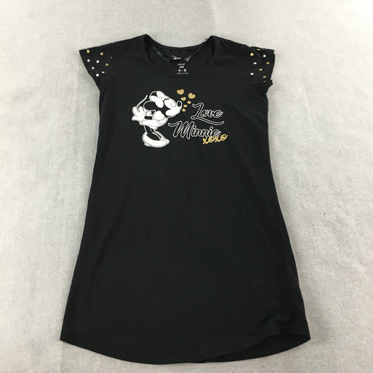 Disney Minnie Mouse Womens Shirt Dress Size 6 - 8 Black Short Sleeve Mini