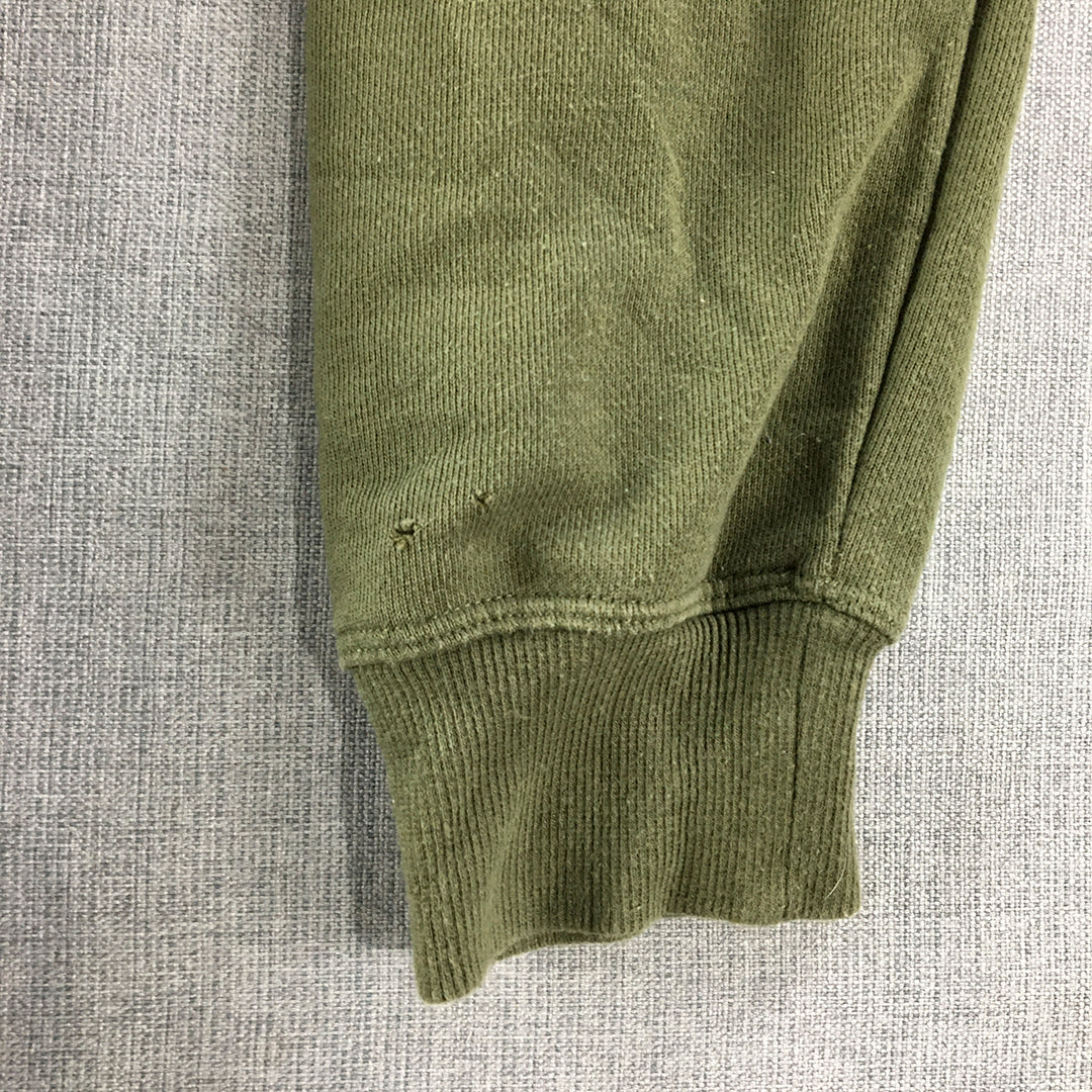 Tommy Hilfiger Mens Sweater Size M Khaki Green Crew Neck Logo Jumper