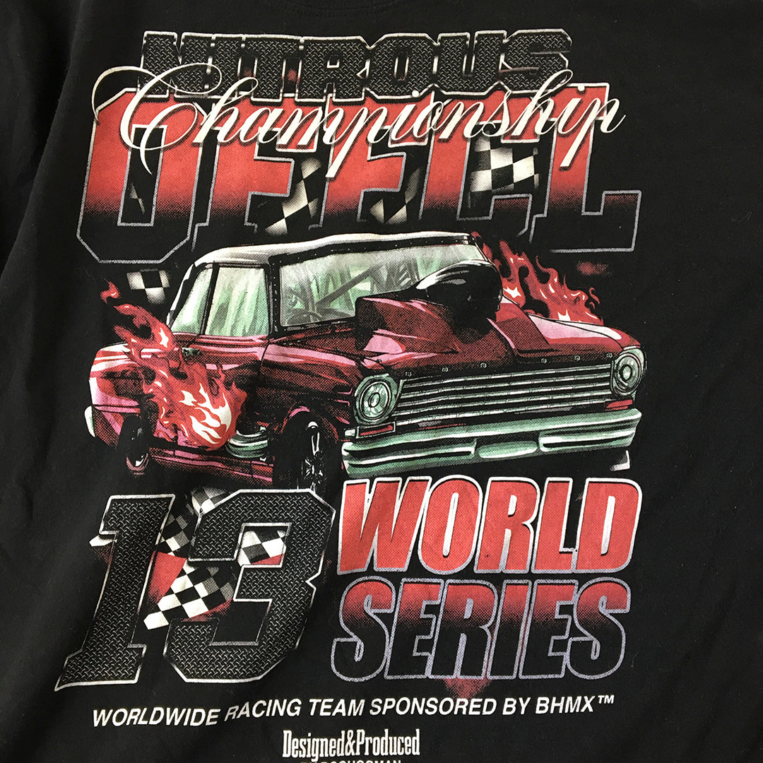 Boohoo Man T-Shirt Size L Black Car Auto Racing Team Short Sleeve