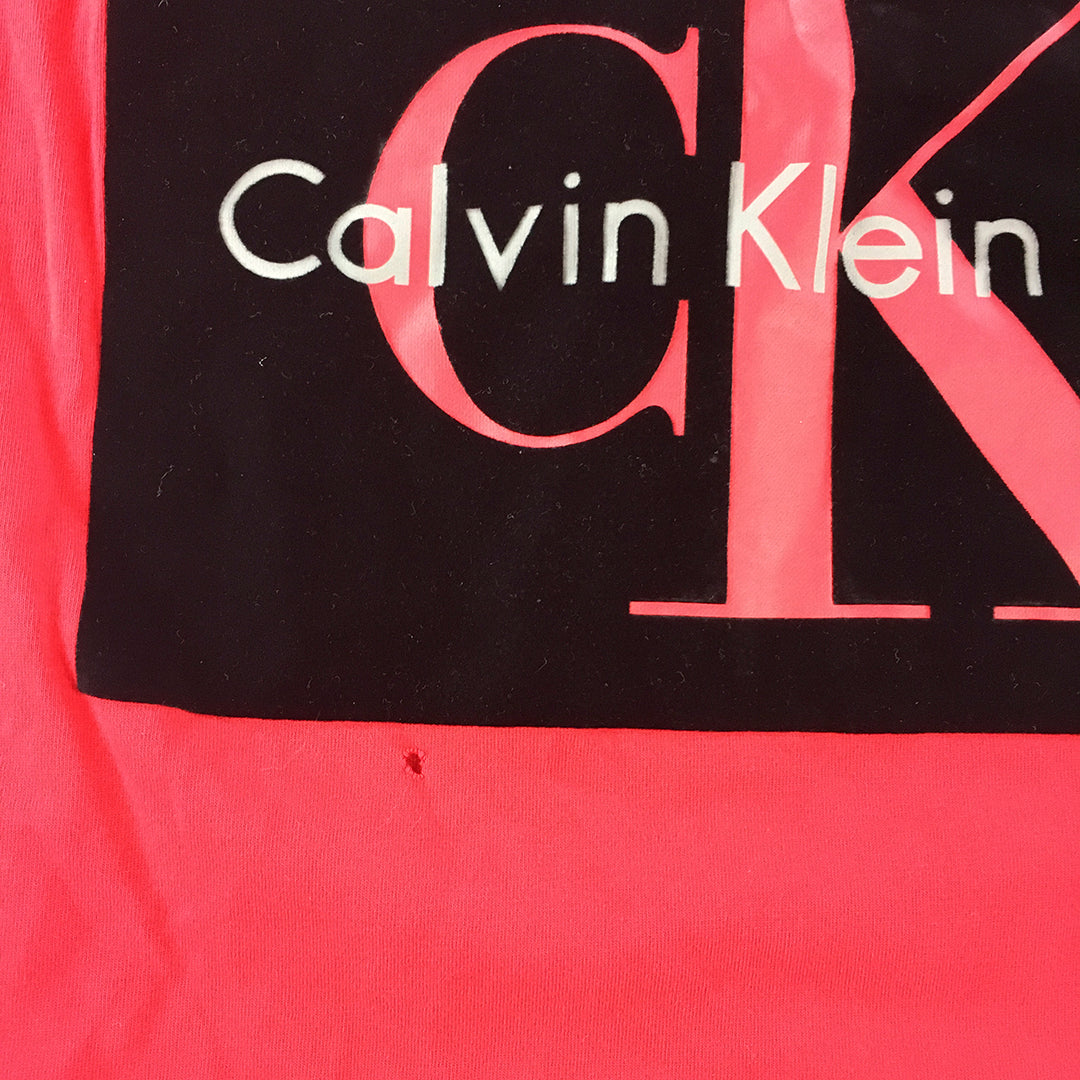 Calvin Klein Womens T-Shirt Size M Red Big Logo Short Sleeve Top