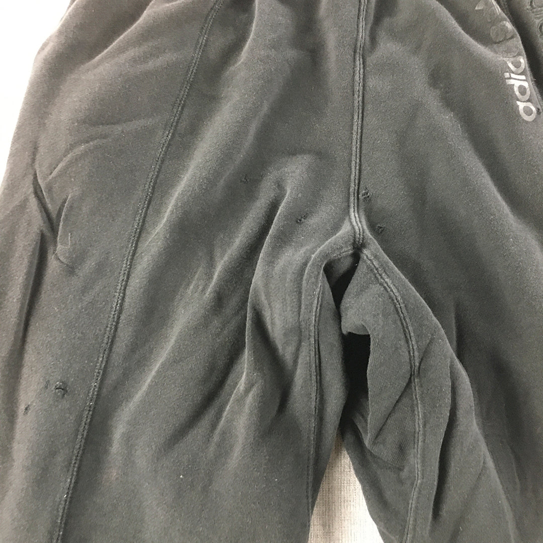 Adidas Womens Tracksuit Pants Size 12 Black Logo Drawstring Jogger