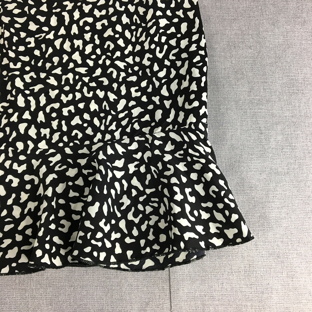 Atmos & Here Womens Mini Skirt Size 14 Black Dot A-Line