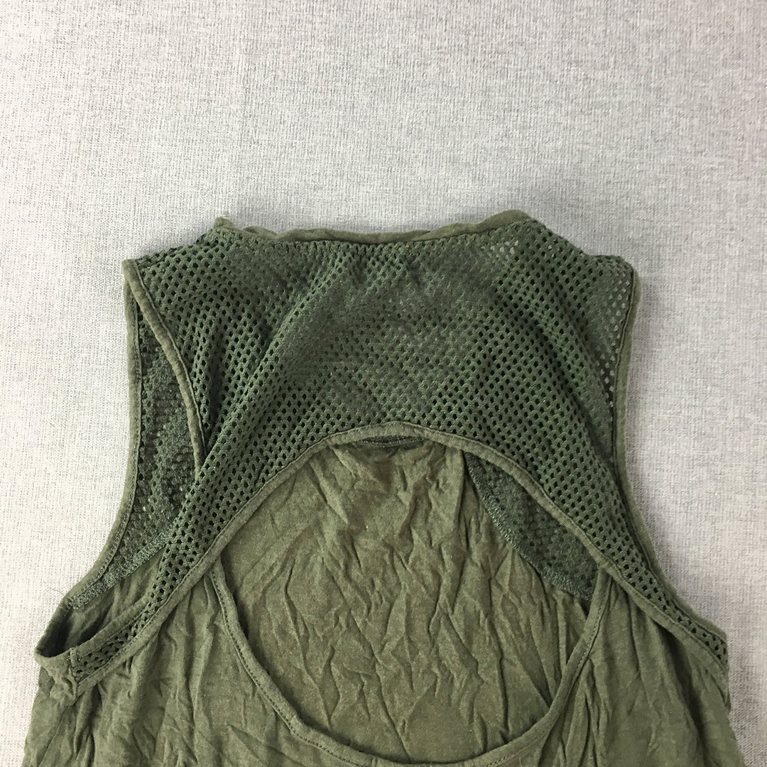 Rockwear Womens Tank Top Size S Khaki Green Sleeveless Singlet Shirt