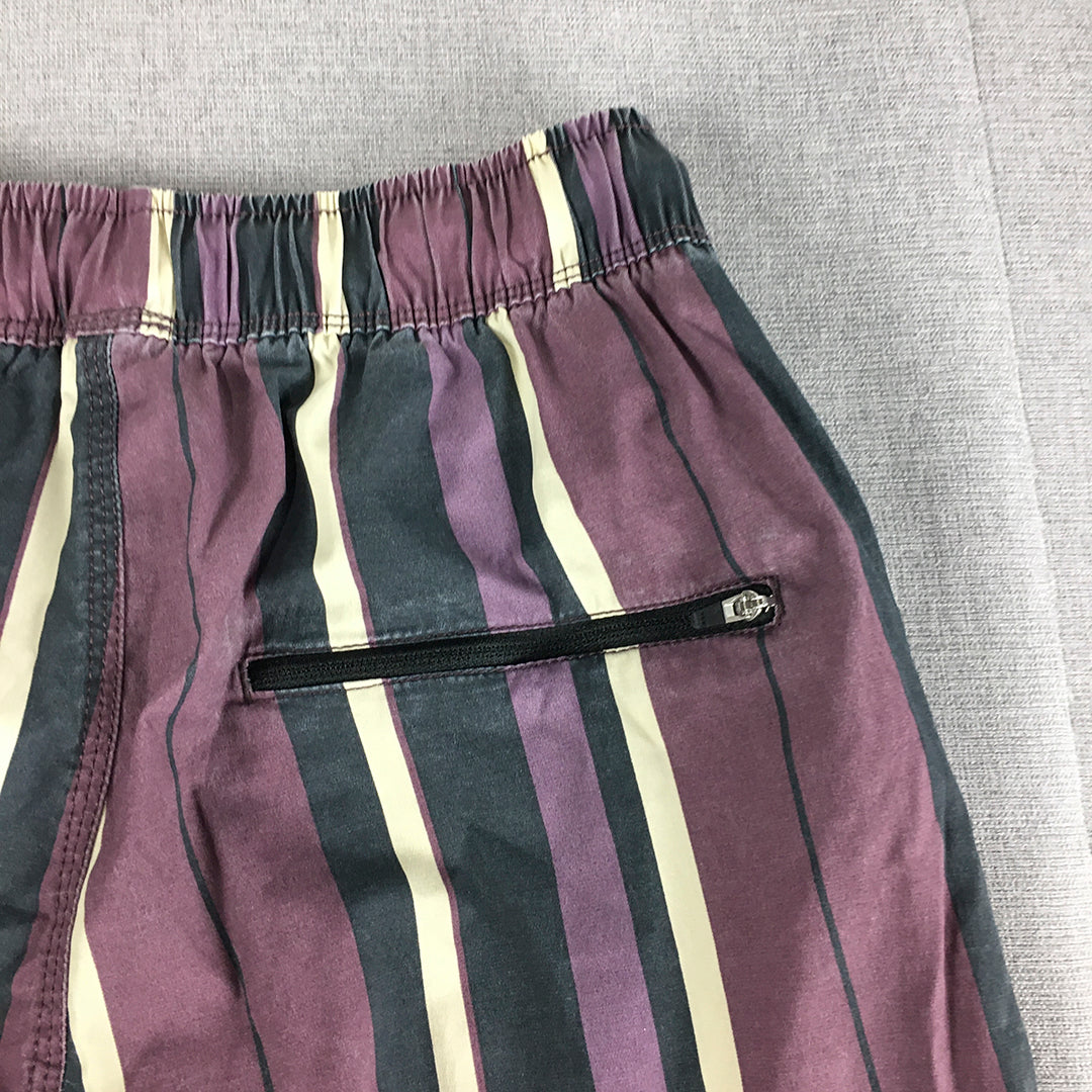 NEW Zanerobe Mens Shorts Size XS Purple Striped Drawstring Beach Casual