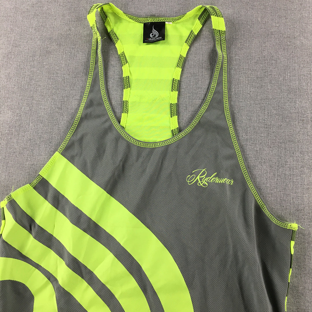 Ryderwear Womens Tank Top Size S Grey Green Sleeveless Shirt