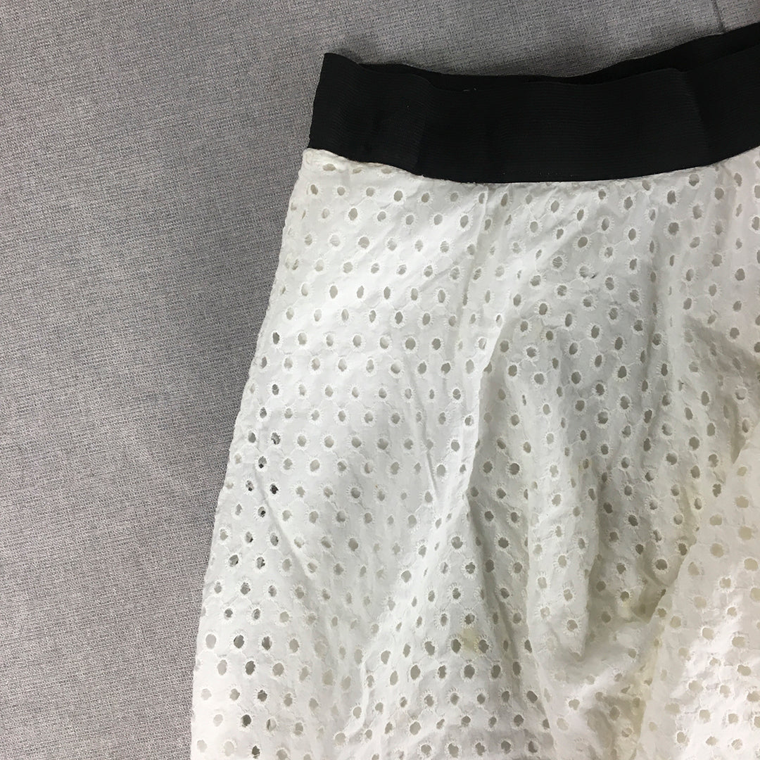 Code Womens Mini Skirt Size 30 White Elastic Waist A-Line