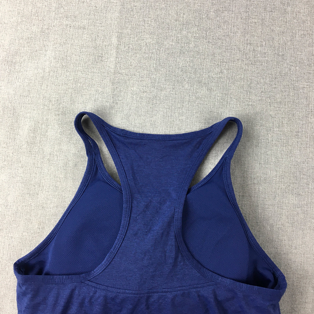 Adidas Womens Tank Top Size S Blue Logo Sleeveless Activewear Shirt Climachill