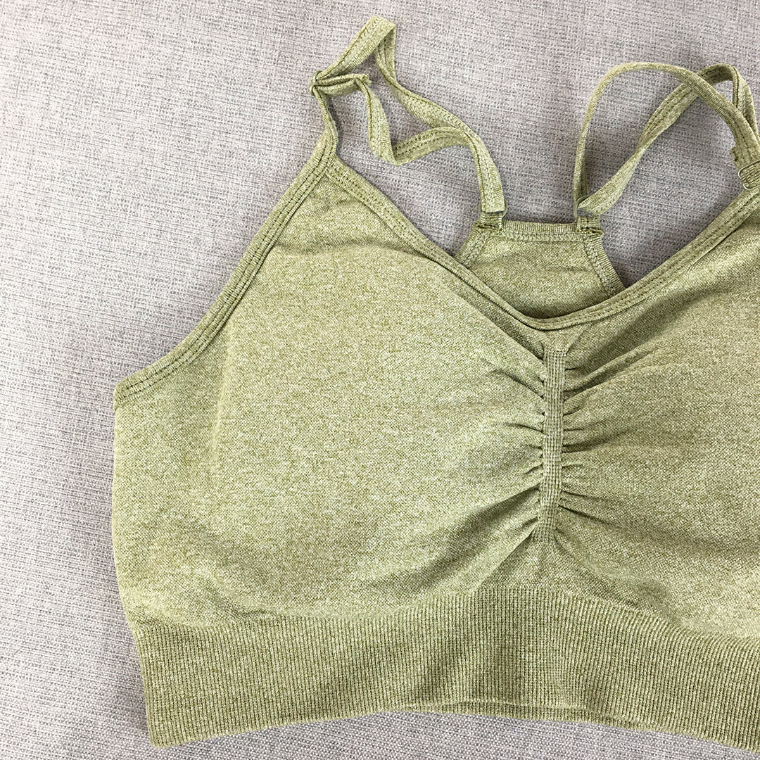 Oner Active Womens Cropped Top Size S Khaki Green Sports Bra