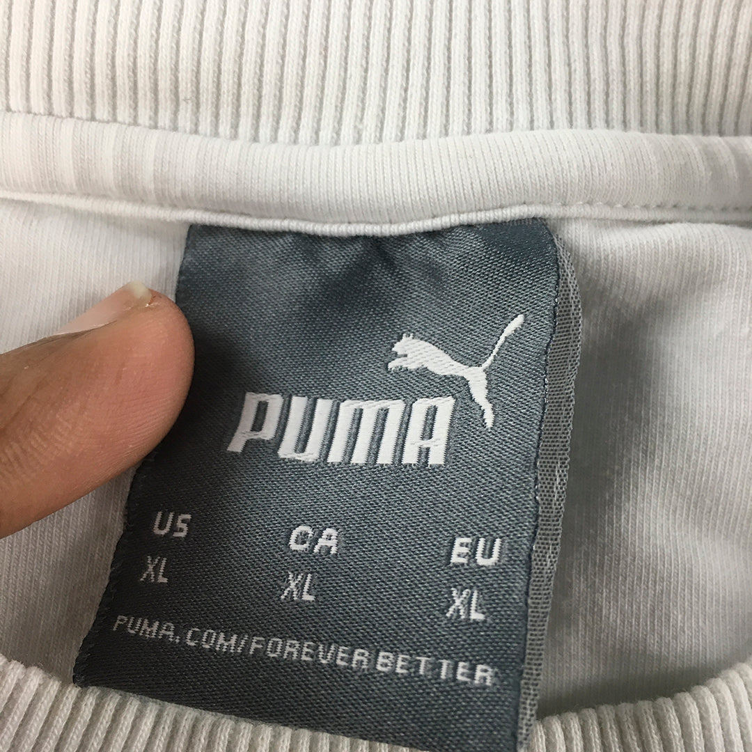 Puma Mens T-Shirt Size XL White Big Logo Crew Neck Short Sleeve Tee