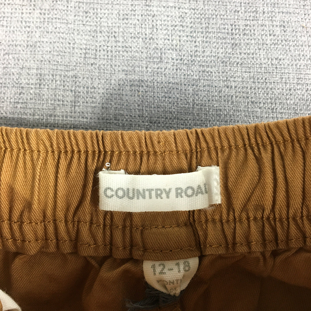 Country Road Baby Boys Pants Size 12 - 18 Months Brown Drawstring Pockets