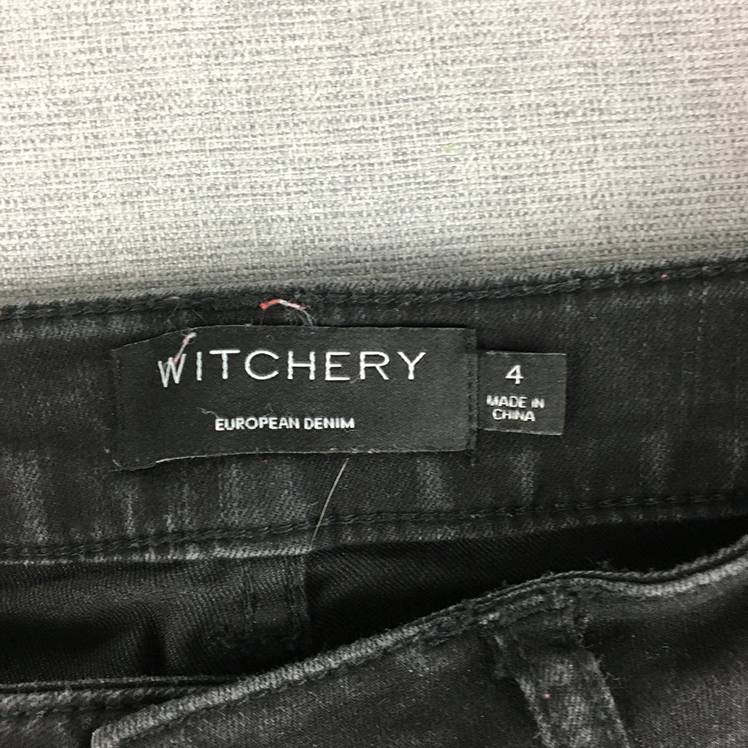 Witchery Womens Skinny Jeans Size 4 Black Dark Wash Stretch Denim