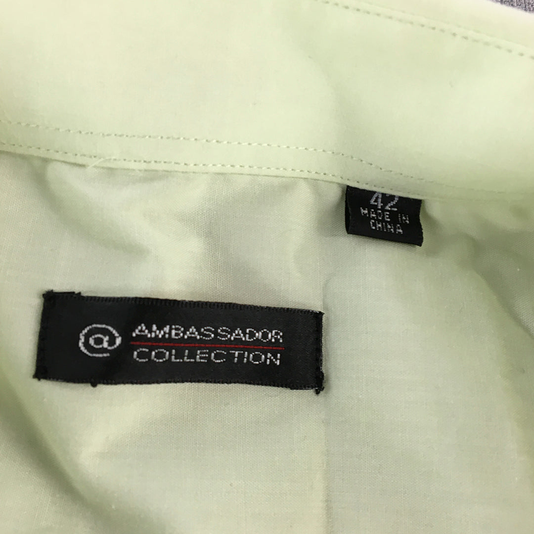 Ambassador Collection Mens Shirt Size M Green Long Sleeve Collared Pocket