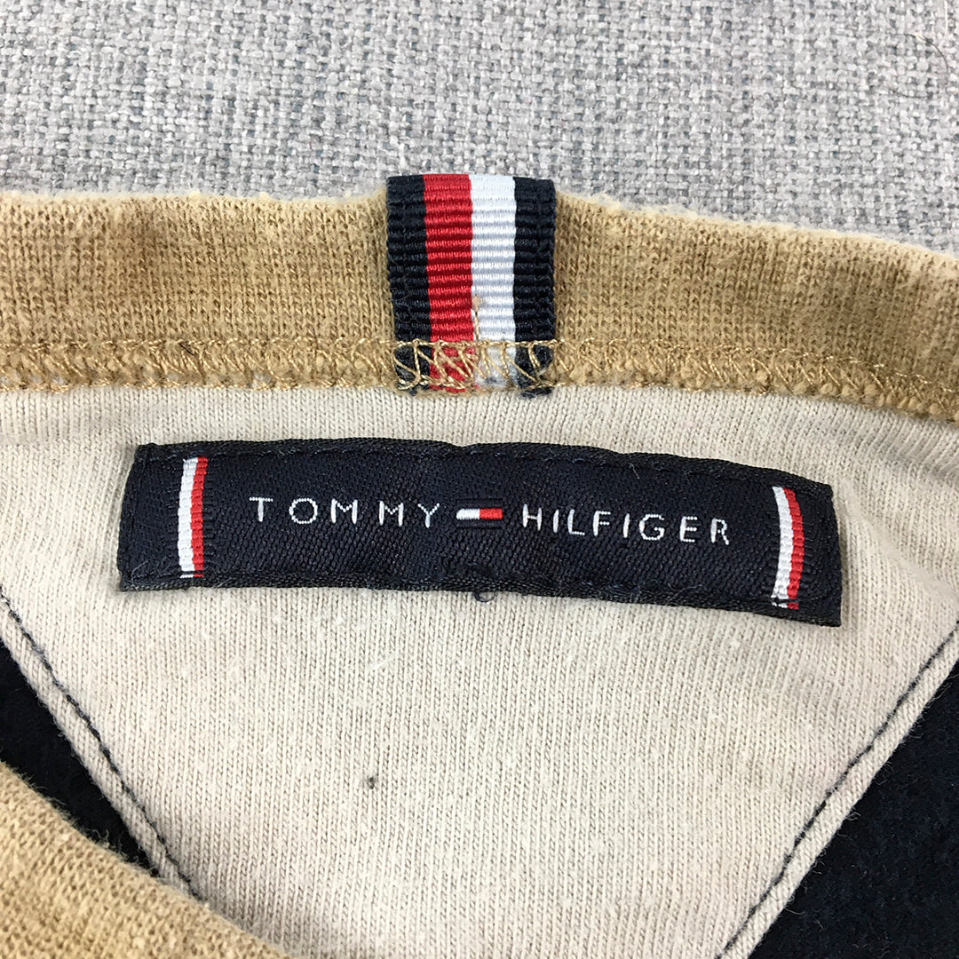 Tommy Hilfiger Kids Boys T-Shirt Size 10 - 11 Years White Navy Blue Striped Logo