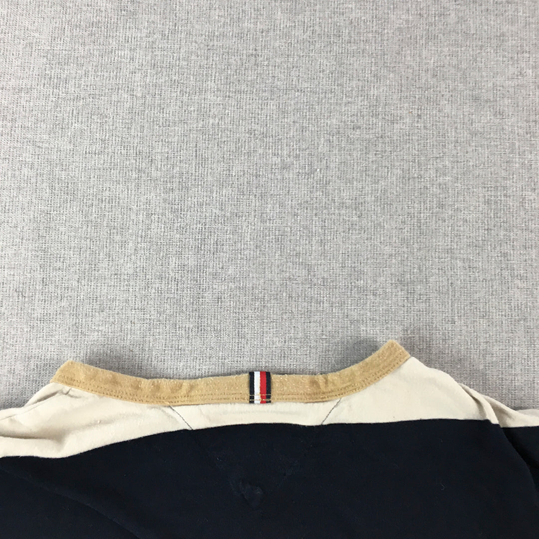 Tommy Hilfiger Kids Boys T-Shirt Size 10 - 11 Years White Navy Blue Striped Logo